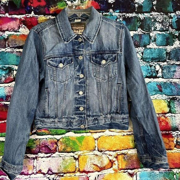 Levi Strauss Denim Crop Jacket Coat Size Small - Picture 1 of 7